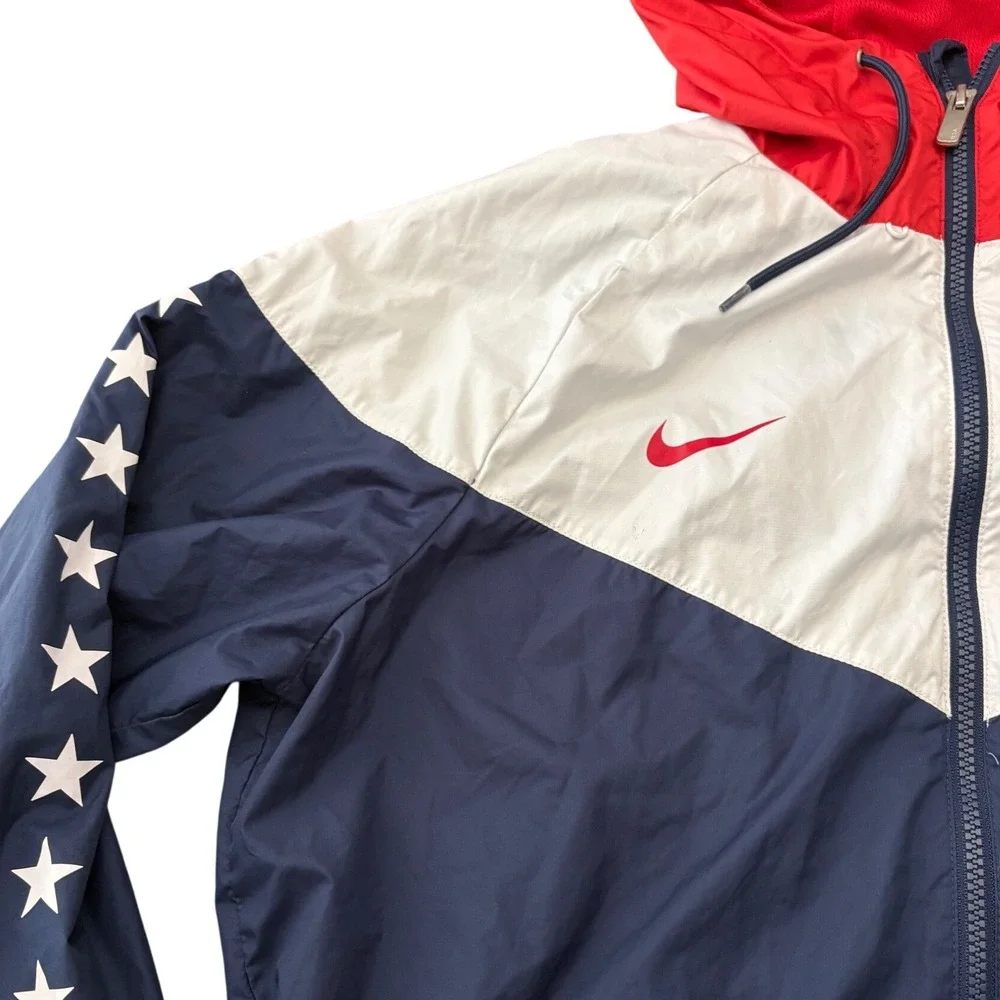 Men's Nike USA Soccer Windrunner Jacket Red White Blue Stars Full Zip Size M